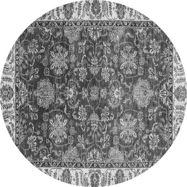 Charlton Home® Round Arberesha Abstract Power Loomed Area Rug in Gray